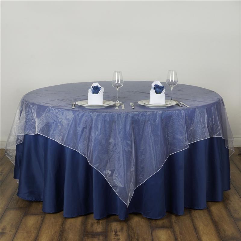 72" x 72" Sheer Organza Table Overlay LAY72_ORG_WHT