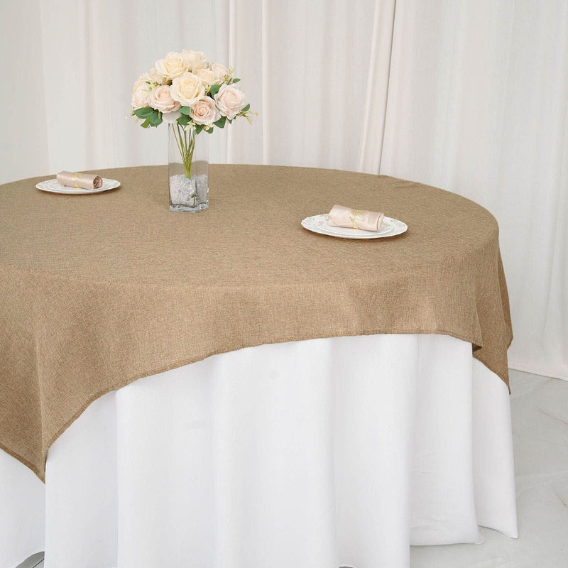 72"x72" Faux Burlap Square Table Overlay - Natural LAY72_JUTE03_NAT