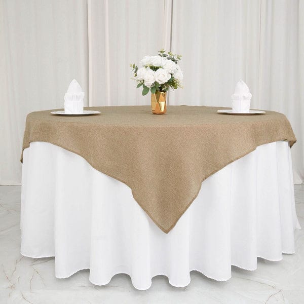 72"x72" Faux Burlap Square Table Overlay - Natural LAY72_JUTE03_NAT