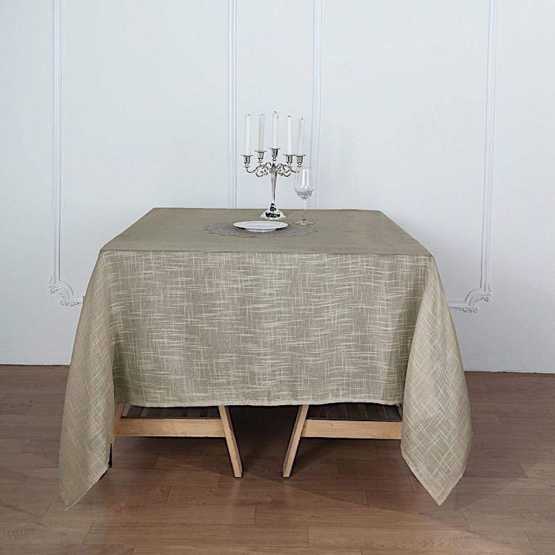 72"x72" Premium Faux Burlap Polyester Square Table Overlay