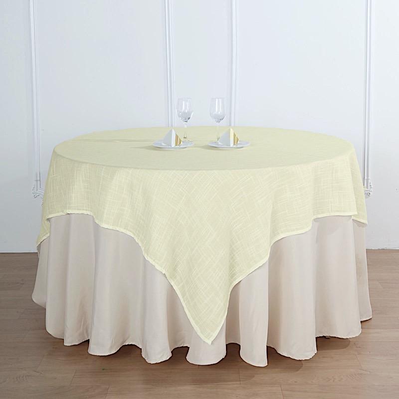 72"x72" Premium Faux Burlap Polyester Square Table Overlay