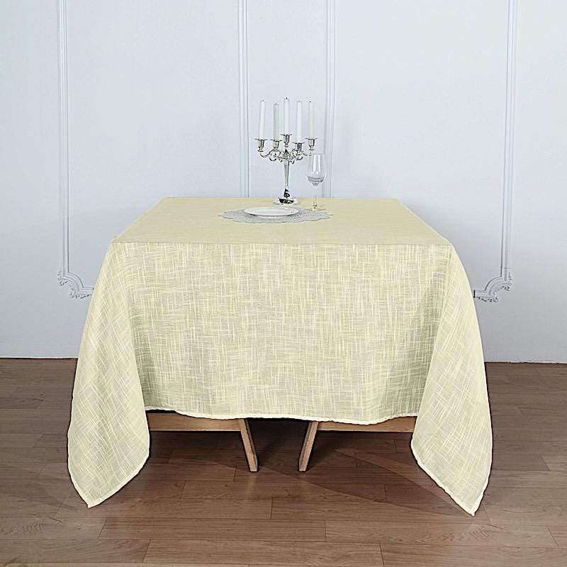 72"x72" Premium Faux Burlap Polyester Square Table Overlay