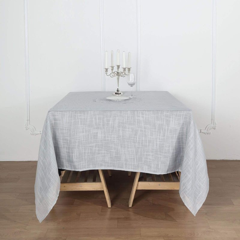 72"x72" Premium Faux Burlap Polyester Square Table Overlay