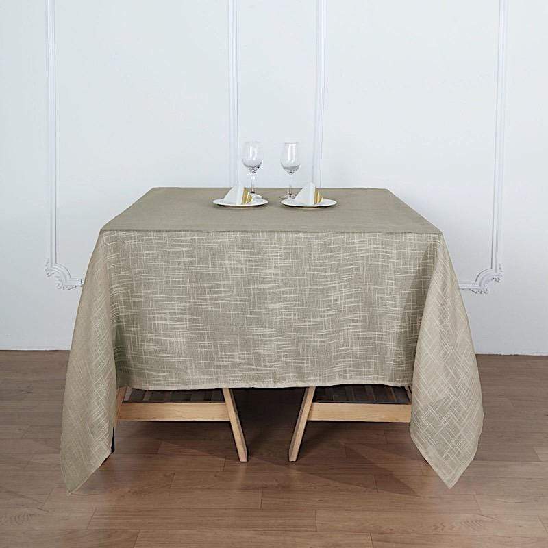 72"x72" Premium Faux Burlap Polyester Square Table Overlay