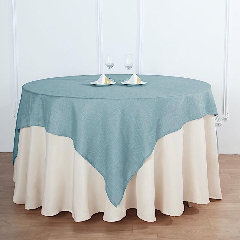 72"x72" Premium Faux Burlap Polyester Square Table Overlay