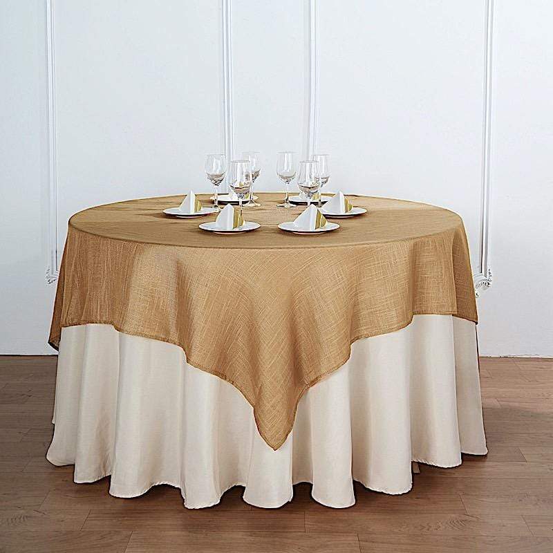 72"x72" Premium Faux Burlap Polyester Square Table Overlay