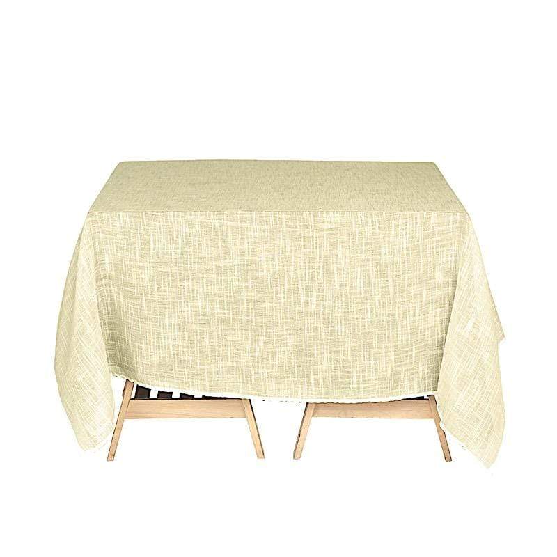 72"x72" Premium Faux Burlap Polyester Square Table Overlay LAY72_JUTE02_IVR