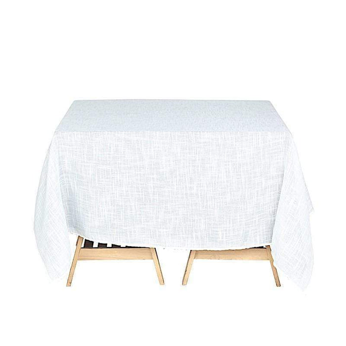 72"x72" Premium Faux Burlap Polyester Square Table Overlay LAY72_JUTE02_WHT