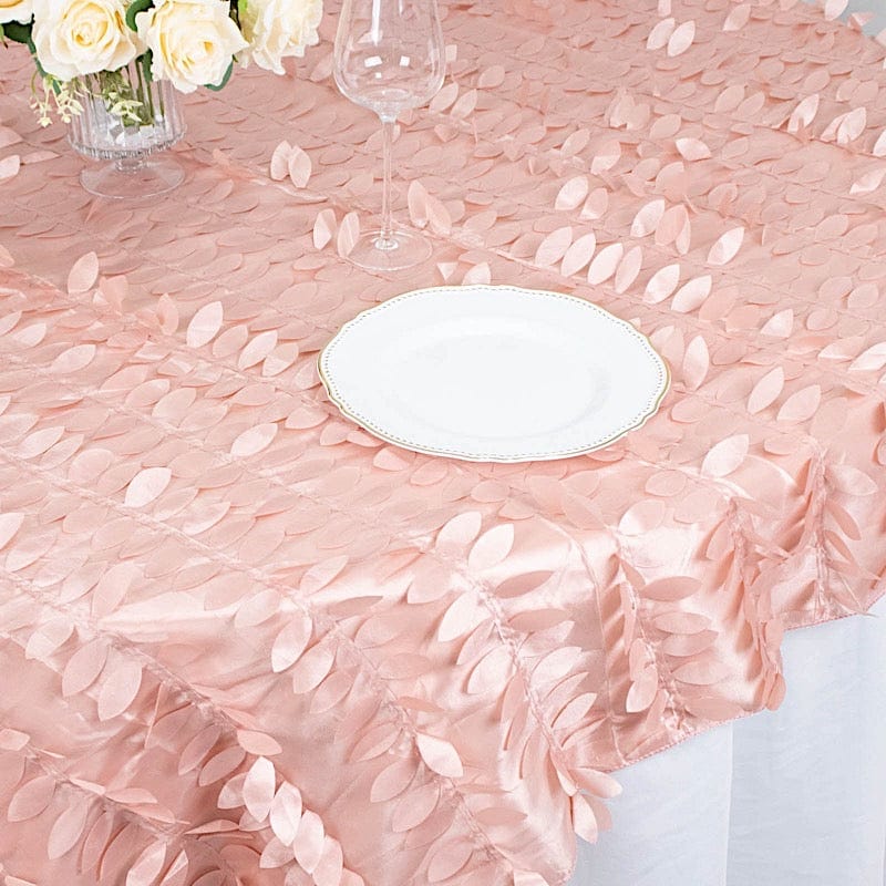 72"x72" Taffeta Square Table Overlay with 3D Leaves Petals Design