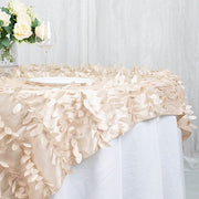 72"x72" Taffeta Square Table Overlay with 3D Leaves Petals Design