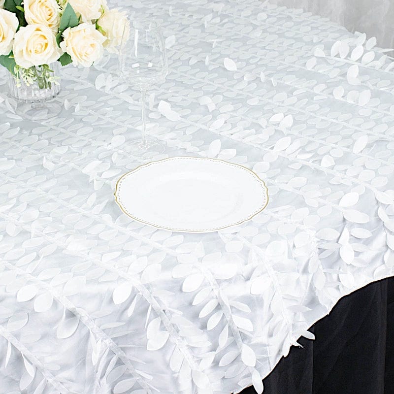 72"x72" Taffeta Square Table Overlay with 3D Leaves Petals Design