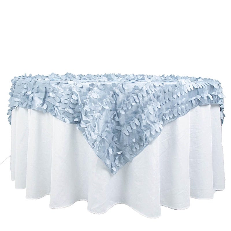 72"x72" Taffeta Square Table Overlay with 3D Leaves Petals Design