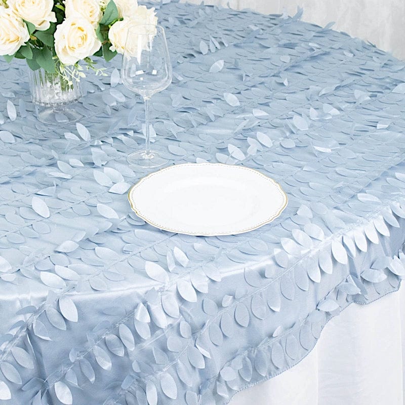 72"x72" Taffeta Square Table Overlay with 3D Leaves Petals Design