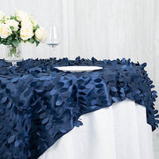 72"x72" Taffeta Square Table Overlay with 3D Leaves Petals Design