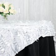 72"x72" Taffeta Square Table Overlay with 3D Leaves Petals Design