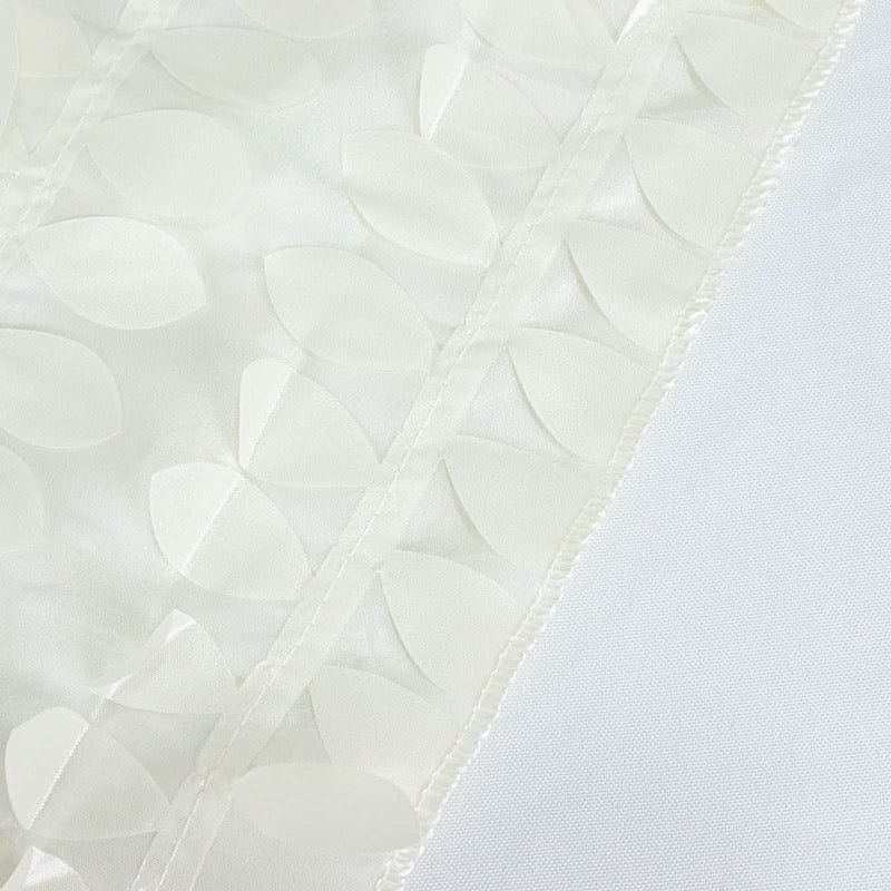 72"x72" Taffeta Square Table Overlay with 3D Leaves Petals Design