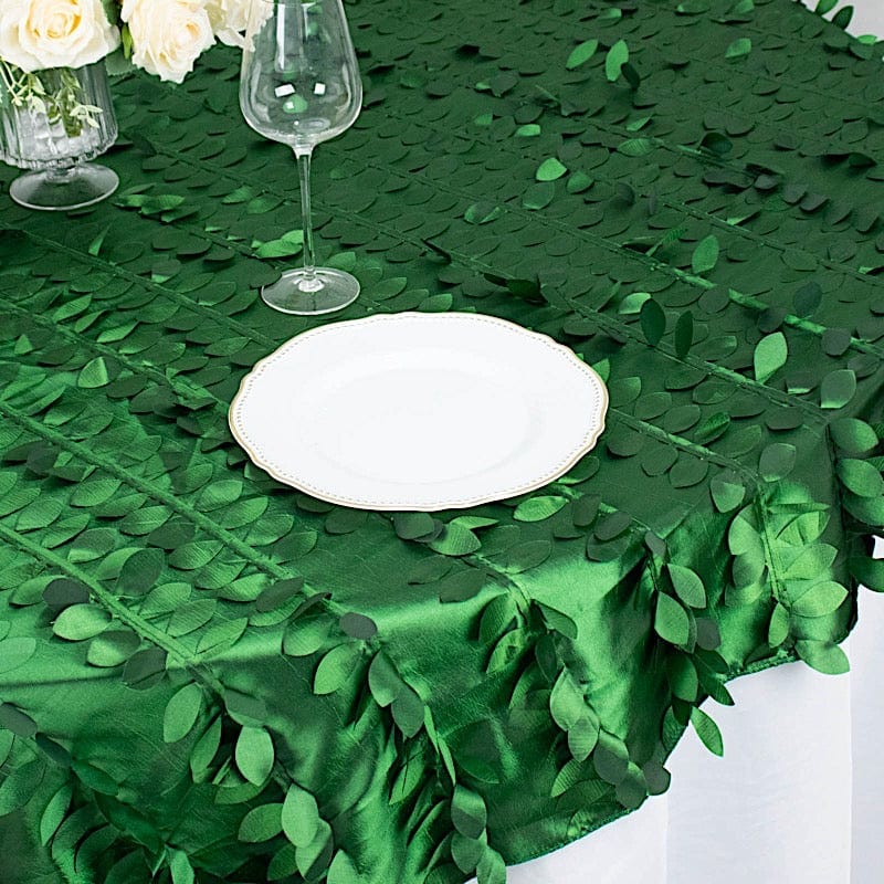 72"x72" Taffeta Square Table Overlay with 3D Leaves Petals Design