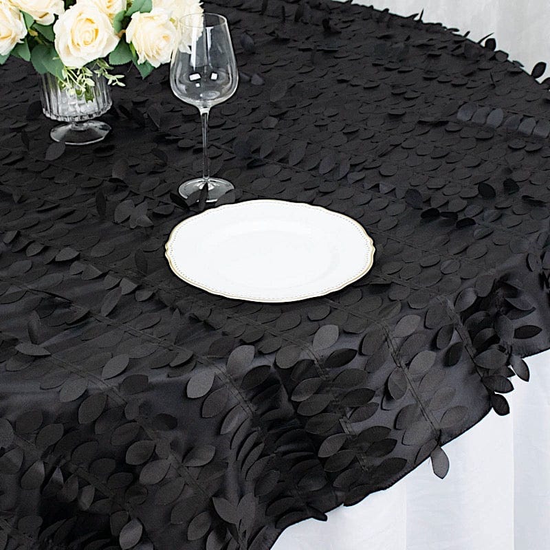 72"x72" Taffeta Square Table Overlay with 3D Leaves Petals Design