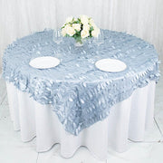 72"x72" Taffeta Square Table Overlay with 3D Leaves Petals Design