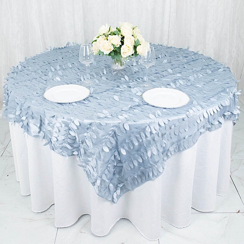 72"x72" Taffeta Square Table Overlay with 3D Leaves Petals Design