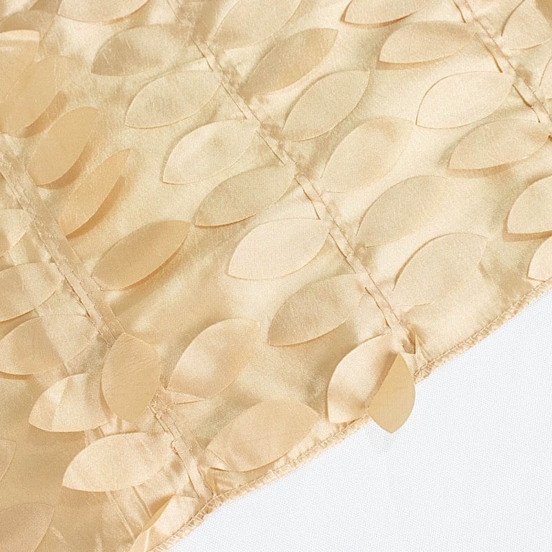 72"x72" Taffeta Square Table Overlay with 3D Leaves Petals Design