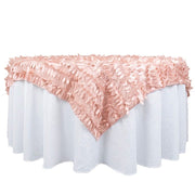72"x72" Taffeta Square Table Overlay with 3D Leaves Petals Design LAY72_LEAF_080