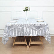 72"x72" Tulle Square Table Overlay with Sequins and Geometric Pattern