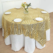72"x72" Tulle Square Table Overlay with Sequins and Geometric Pattern