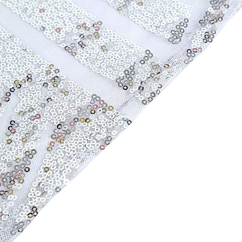 72"x72" Tulle Square Table Overlay with Sequins and Geometric Pattern