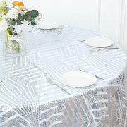 72"x72" Tulle Square Table Overlay with Sequins and Geometric Pattern