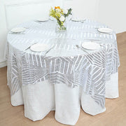 72"x72" Tulle Square Table Overlay with Sequins and Geometric Pattern