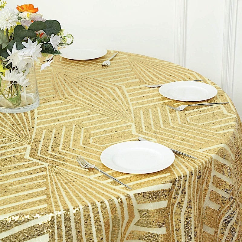 72"x72" Tulle Square Table Overlay with Sequins and Geometric Pattern