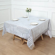 72"x72" Tulle Square Table Overlay with Sequins and Geometric Pattern