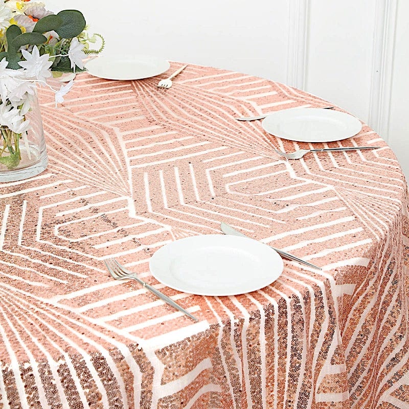 72"x72" Tulle Square Table Overlay with Sequins and Geometric Pattern