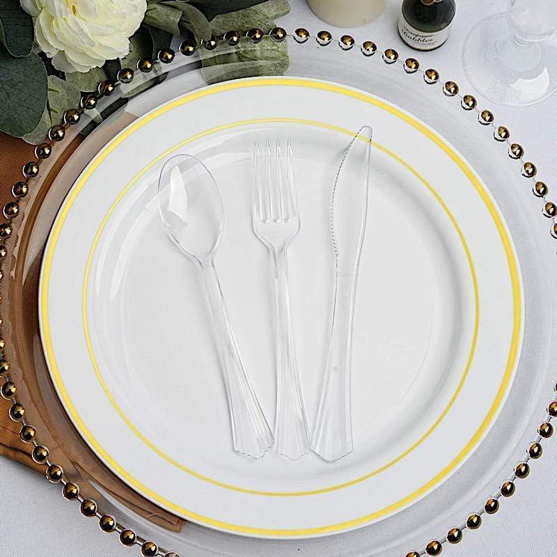75 pcs Clear Elegant Forks Spoons and Knives Set - Disposable Tableware DSP_YY0007_7_CLR