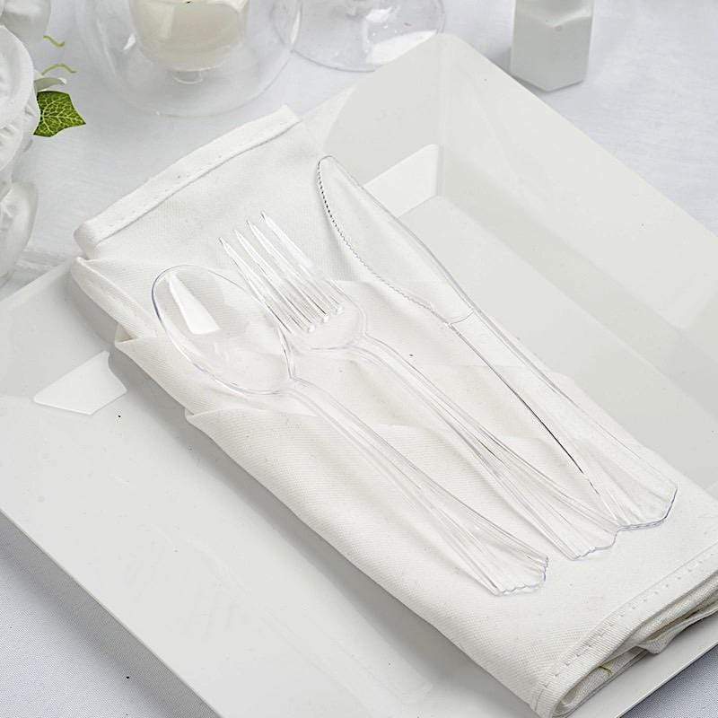 75 pcs Clear Elegant Forks Spoons and Knives Set - Disposable Tableware DSP_YY0007_7_CLR