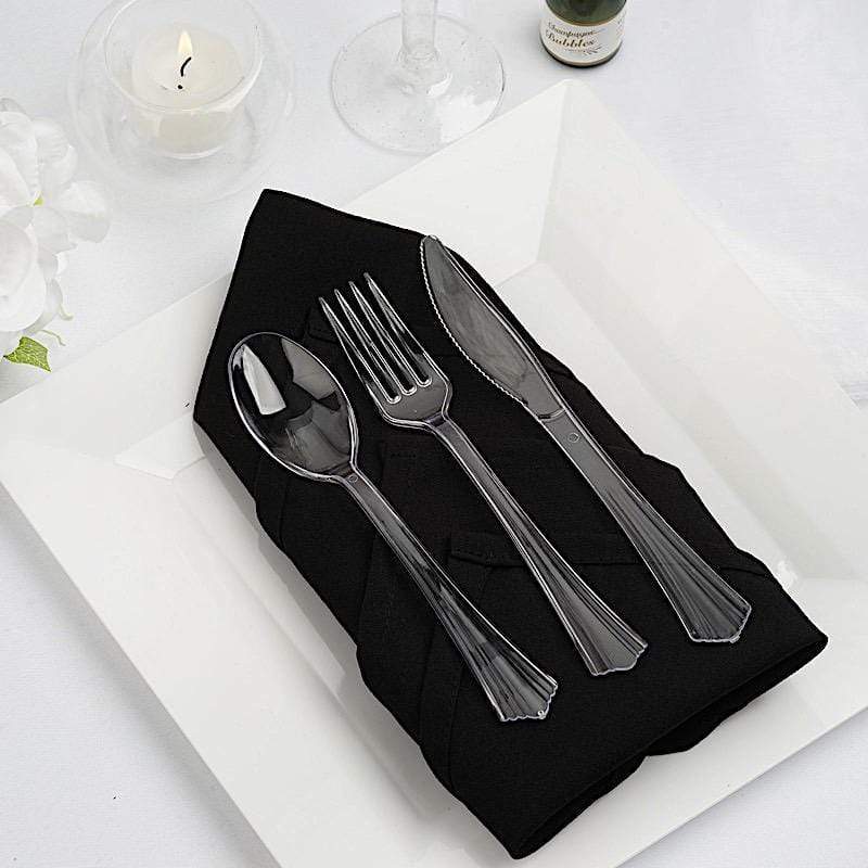 75 pcs Clear Elegant Forks Spoons and Knives Set - Disposable Tableware DSP_YY0007_7_CLR