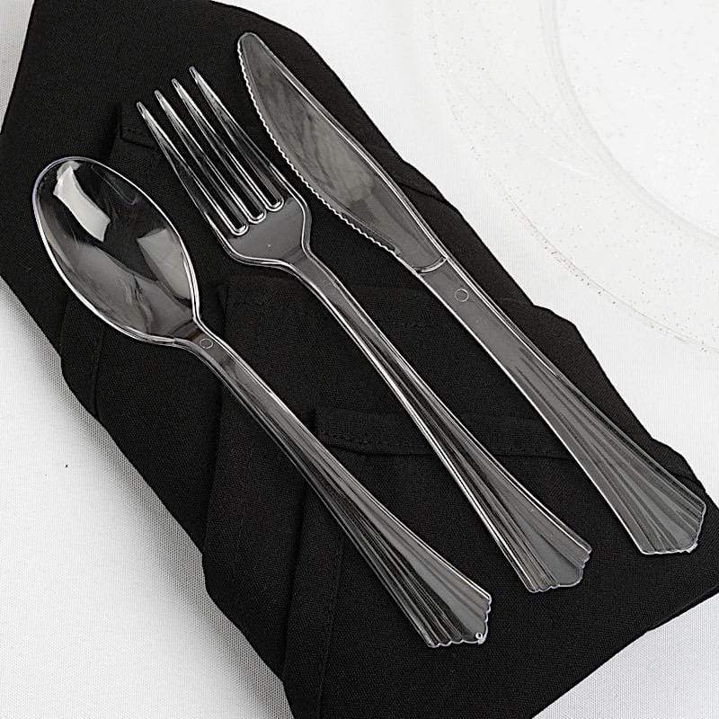 75 pcs Clear Elegant Forks Spoons and Knives Set - Disposable Tableware DSP_YY0007_7_CLR