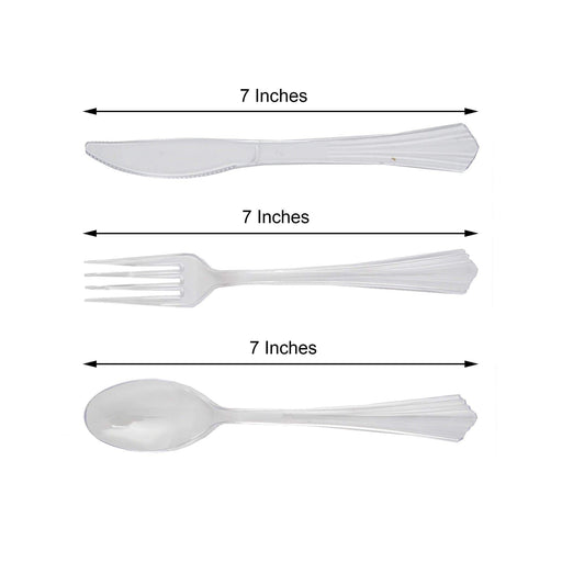75 pcs Clear Elegant Forks Spoons and Knives Set - Disposable Tableware DSP_YY0007_7_CLR