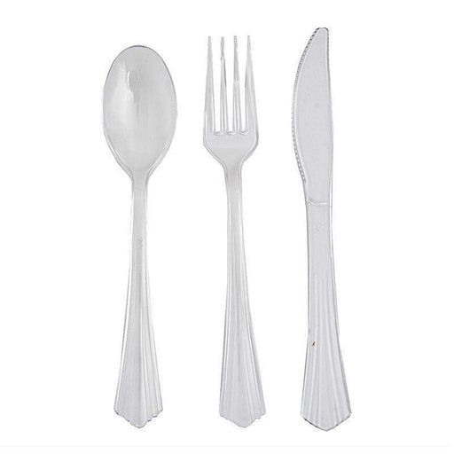 75 pcs Clear Elegant Forks Spoons and Knives Set - Disposable Tableware DSP_YY0007_7_CLR