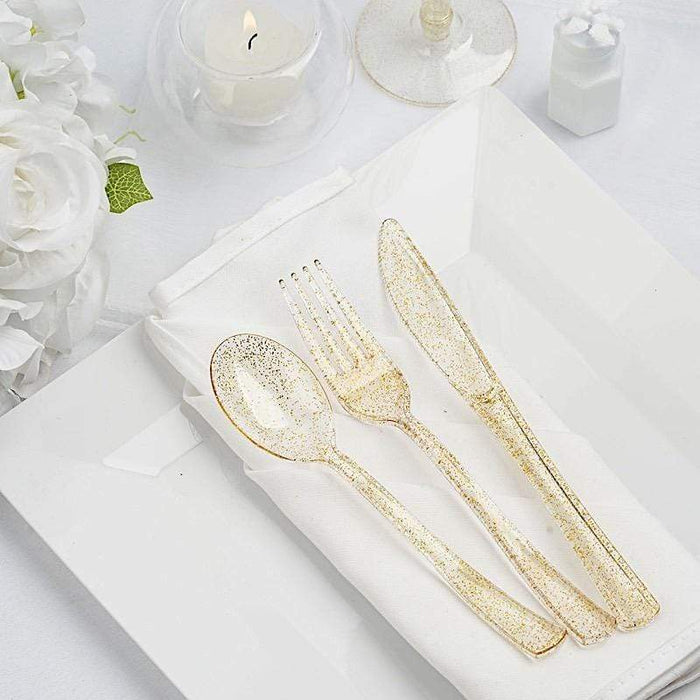 75 pcs Glittered Forks Spoons and Knives Set - Disposable Tableware