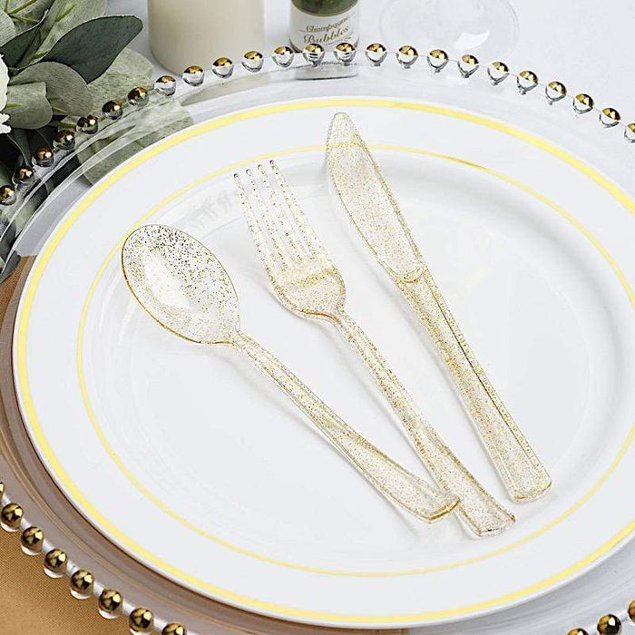 75 pcs Glittered Forks Spoons and Knives Set - Disposable Tableware