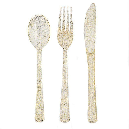 75 pcs Glittered Forks Spoons and Knives Set - Disposable Tableware DSP_YY0004_7_CLRG