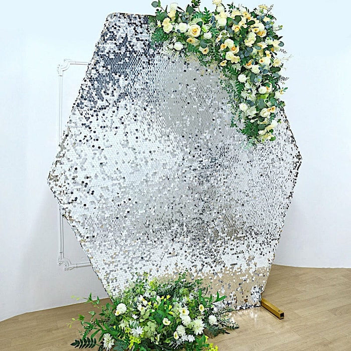 8 ft Big Payette Sequin Hexagon Backdrop Stand Cover Wedding Decorations