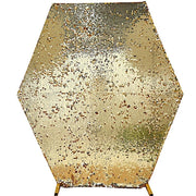 8 ft Big Payette Sequin Hexagon Backdrop Stand Cover Wedding Decorations BKDP_STNDHEX1_71_GOLD