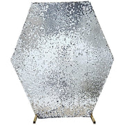 8 ft Big Payette Sequin Hexagon Backdrop Stand Cover Wedding Decorations BKDP_STNDHEX1_71_SILV