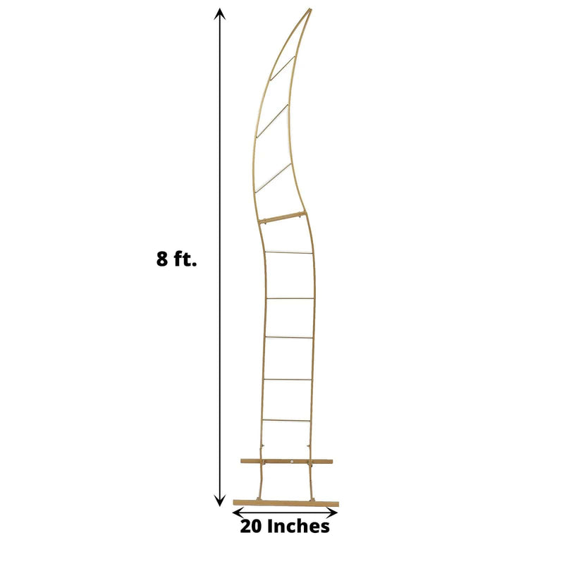 8 ft Curved Metal Floral Display Frame Wedding Arch Backdrop Stand - Gold BKDP_STND_14_M_GOLD