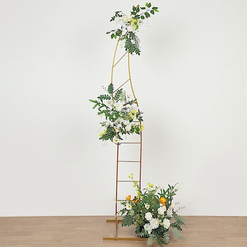 8 ft Curved Metal Floral Display Frame Wedding Arch Backdrop Stand - Gold BKDP_STND_14_M_GOLD