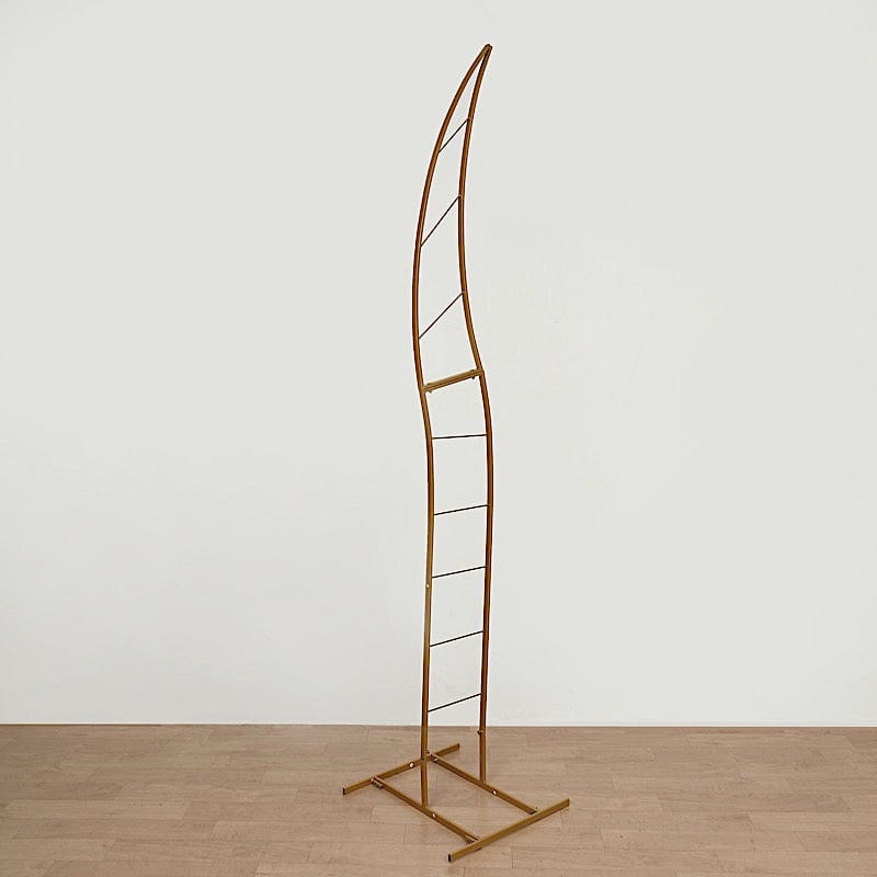 8 ft Curved Metal Floral Display Frame Wedding Arch Backdrop Stand - Gold BKDP_STND_14_M_GOLD