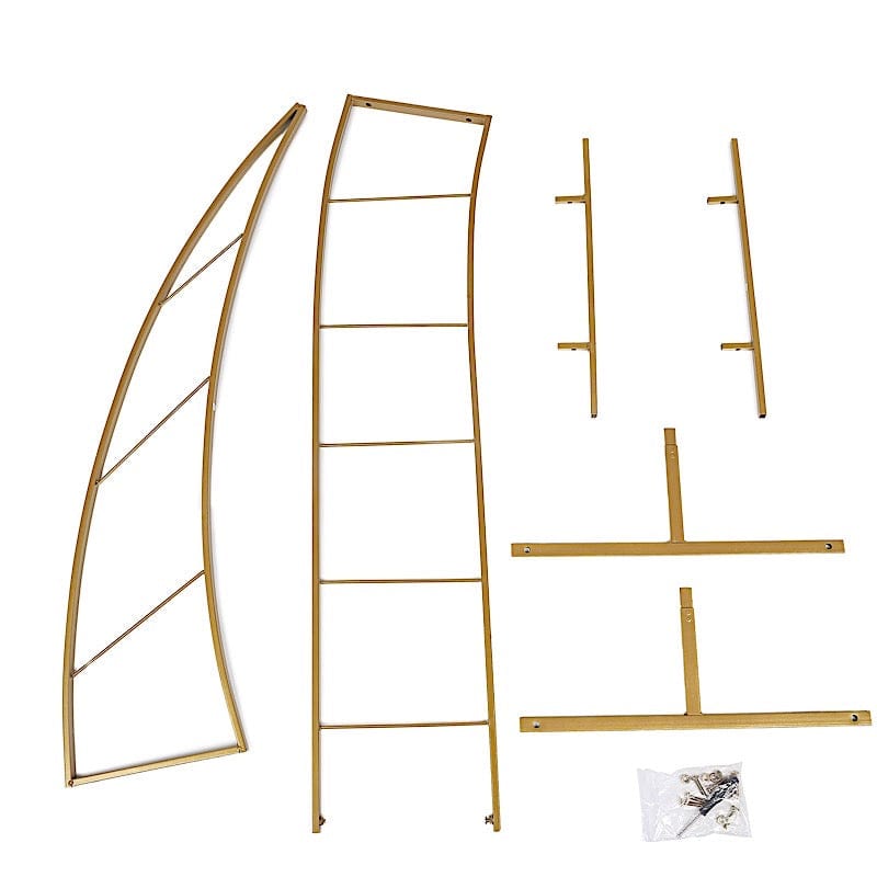 8 ft Curved Metal Floral Display Frame Wedding Arch Backdrop Stand - Gold BKDP_STND_14_M_GOLD
